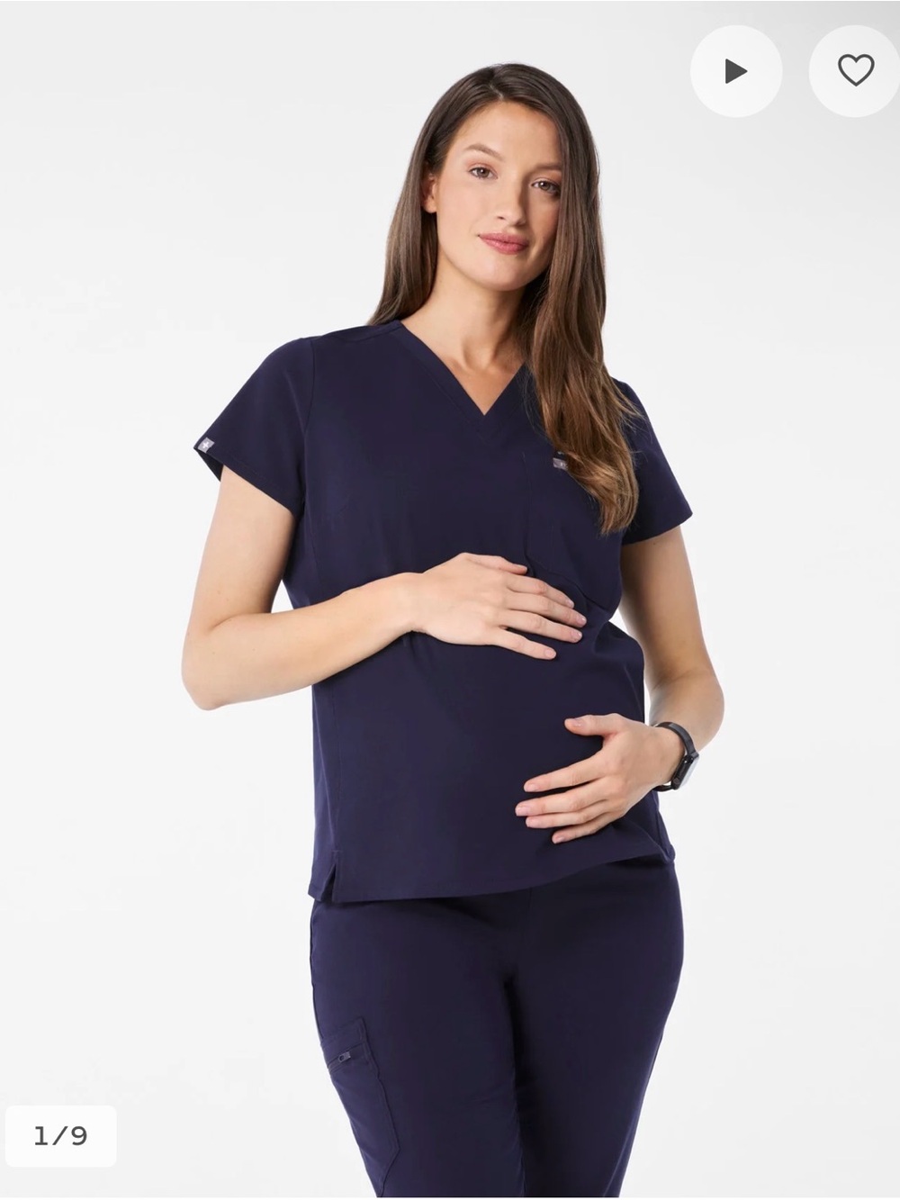 Figs Navy Blue V-Neck Top and Jogger Scrub Set